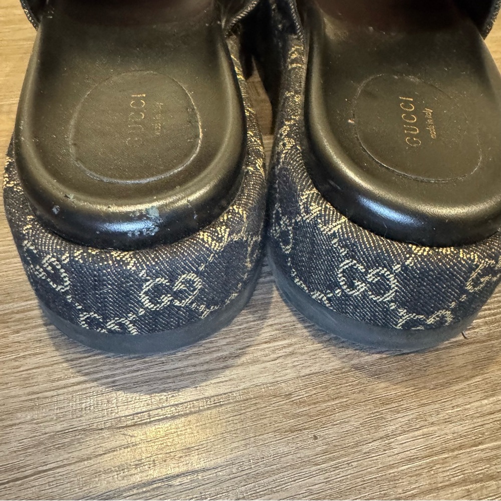 Gucci GG Monogram Canvas Denim Platform Slide Sandals - Picture 6 of 15